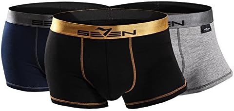 Seven Mens High Elastic Casual Sexy Comfortable 3 Pack Colorful Boxers Underwear (XL, Boxers Set-2)