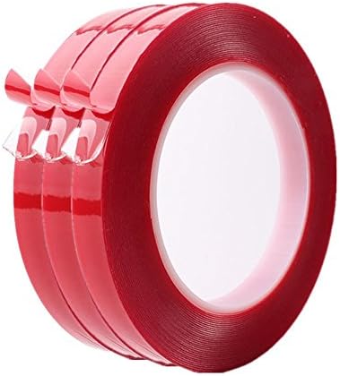 3 Rolls Heat Resistant Acrylic Adhesive Red Film Clear Double Sided Tape Sticker for Mobile Phone LCD Pannel Display Screen Repair