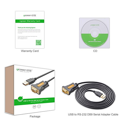 UGREEN 6FT DB9 Male 9 Pin USB to Serial Adapter, RS232 to USB Cable