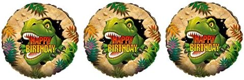 3 Dinosaur "Happy Birthday" Mylar Balloons - Multipack of 3 T-Rex Balloons