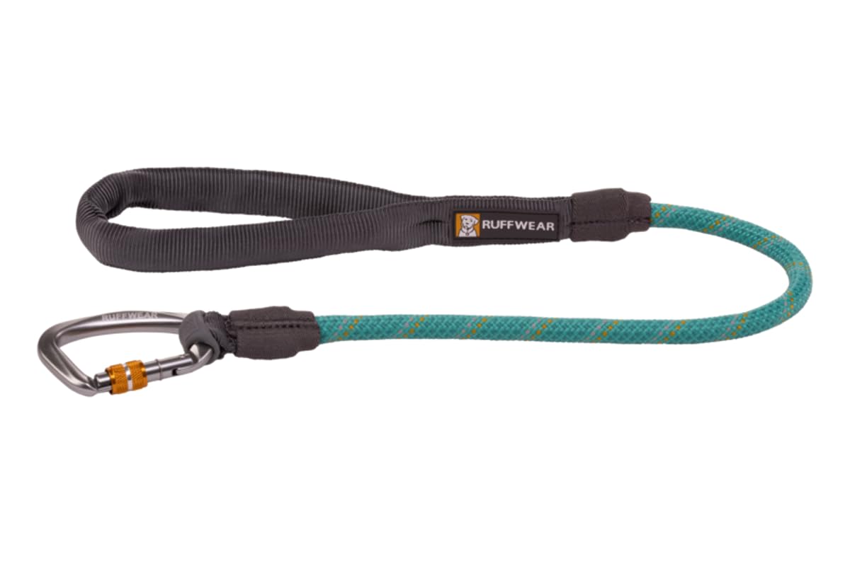 RUFFWEAR Knot-a-Long Leash, 30 Inch (0.76m) Short Length Strong Reflective Rope Dog Lead to Keep Your Dog Close. With Comfortable Padded Handle and Secure Locking Carabiner, Aurora Teal