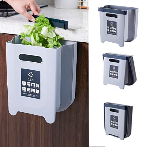 Kitchen Hanging Trash Can, Collapsible Trash Bin Small Compact Garbage