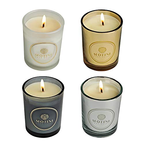 MOTINI 4 Pack Hand-Poured Luxury Scented Candles Set Christmas Soy Candles Bulk Gift Aromatherapy Candles Highly Scented Mandarin, Winter, Peony, Pink Pepper
