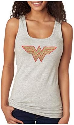 Devious Apparel 'Wonder Woman' Fitted Women's Glitter Tank Top - Cotton, Polyester Blend
