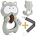 Numu Baby Teething Toys: 100% Silicone teether with Pacifier Clip/Holder for Infants & Toddlers, Best for Sore Gums Pain and Baby Teething Relief, BPA Free and Freezer Safe. Grey Raccoon