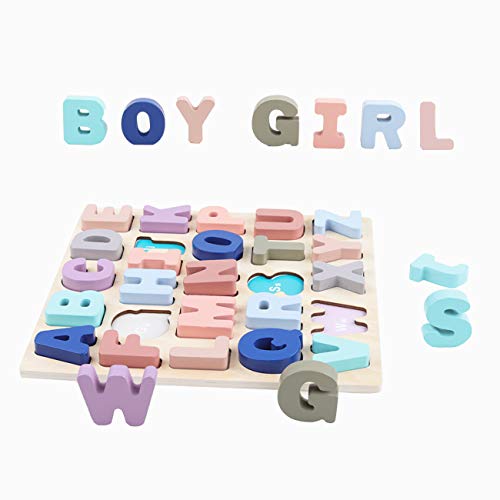 GEMEM Wooden Alphabet ABC Puzzles Upper Case Letter and Number Learning Board Educational Toys for Toddlers Boys Girls Pack of 2 - Thumbnail 4