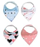 4-Pack Stylish Baby Bandana Bibs, 100% Organic Cotton Front, Extra Absorbent Drool Bibs, Safe for Babies, Perfect for Teething and a Great Baby Gift Choice -- by Natemia!