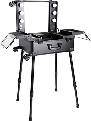 Cosmetic case Ali@ With Light Bulb Bring Support Profession Trolley, Large Capacity Light Box, Beauty With Makeup Makeup Trolley Case