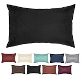 DreamHome 12 X 18 Inches Faux Silk Decorative Lumbar Pillow Cover/Sham (Black)
