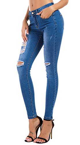 Women's Boyfriend Jeans Distressed Slim Fit Ripped Jeans Stretch Skinny Jeans