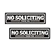 No Soliciting Sign for Door - Metal Signs for House Business and Office Wall - Weather Resistant Aluminum with Strong Self Adhesive (2 Pack, Black 7×2 inches)