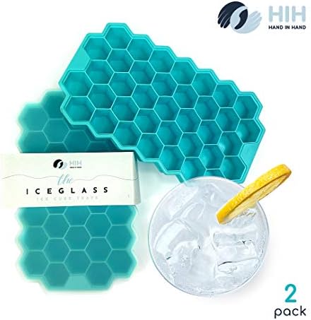 Hand in Hand Silicone Ice Trays – Pack of 2 Flexible Ice Molds with Lids – 74 Small Ice Cube Mold – Food Grade Freezer Tray with Matching Tops – Ideal for Cocktails, Ice Coffee & Cold Beverages