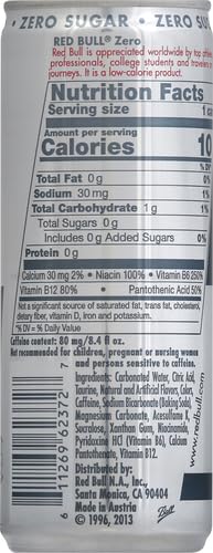 RED BULL ENERGY DRINK, ZERO, 8.4 FL OZ