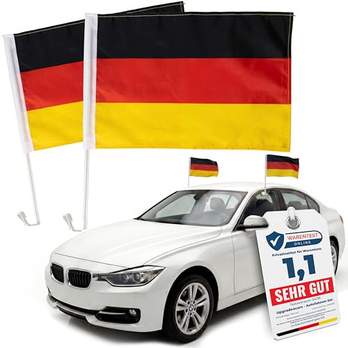 Upgrade4cars 2 x Germany Car Flag Football World Cup 2026 Car Flag Black Red Gold 45 x 30 cm Car National Flag World Cup Fan Item Max. 60 km/h