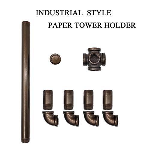 Rustic Industrial Standing Pipe Paper Towel Holder, Kitchen Tissue Holder Countertop for Kitchen & Bathroom, Simply Tear Roll Contemporary Paper Towel Holder Napkin Towel hold (Bronze)