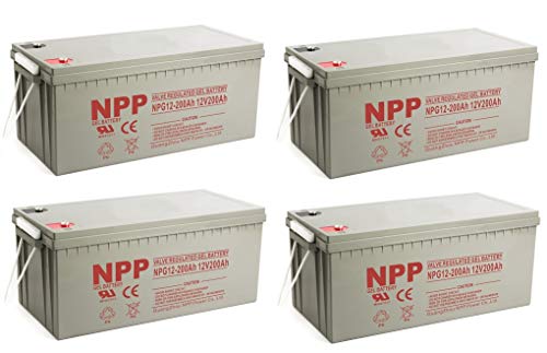 NPP NPG12-200Ah AGM Rechargeable Gel Deep Cycle 12V 200 Ah Battery with Button Style Terminals (4 Pack) - Thumbnail 3