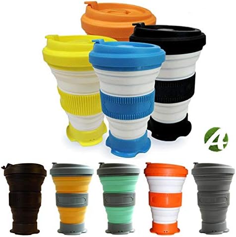 AVALEISURE 16oz Collapsible Travel Cup - Big, Foldable Silicone Mug with Leak-Proof Lid for Coffee, Water, Tea - Portable Camping, Hiking Mugs