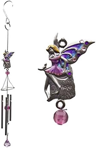 Fairy Wind Chime Metal, Glass and Resin Small Garden Ornament - Love, Hope Moon and Flower (Hope - D)