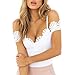 Angashion Women's Spaghetti Strap Floral Lace Jumpsuit Romper Bodysuit,White,US 2/Tag S