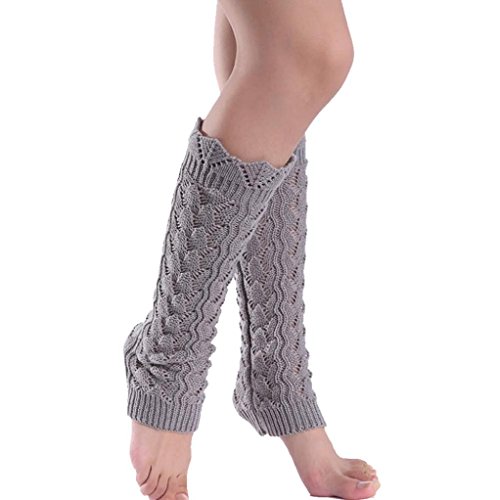 DEESEEÂ® Leg Cuffs Boot Socks Women Straight Set Leaf Hollow Out Stocks (Grey)