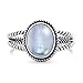 Moonstone Ring, Haluoo Victorian Style Solitaire Ring Gemstone Marquise Moonstone Personalized Rings Round Oval Opal Engagement Wedding Band Luminous Stone Horse Eye Gem Ring (9, Round Opal Ring)thumb 2