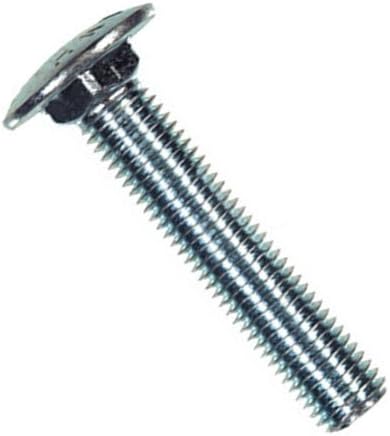 10-24 x 1" Carriage Bolt, Round Head, Square Neck, Zinc Plated Steel, Full Thread, Quantity 50
