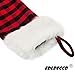 EDLDECCO 20.5 inch Christmas Snowy White Faux Fur Red and Black Plaid Stocking for Holiday Party Decorations Gift-One Piece