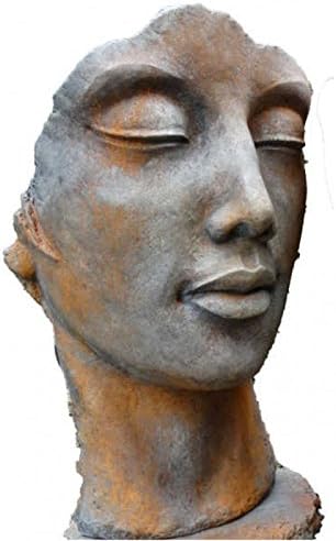 Frauen Gesicht Rosteffekt Buste Skulptur Aus Steinguss Amazon De Garten