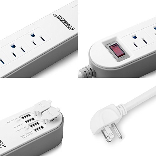 image for [Quick Charge 2.0] BESTEK 6-Outlet Surge Protector Power Strip with 4 