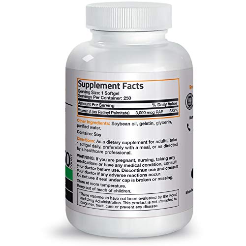 Bronson Vitamin A 10,000 IU Premium Non-GMO Formula Supports Healthy Vision & Immune System and Healthy Growth… - Image 3