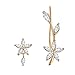 Chicinside Cubic Zirconia Flower Branch Ear Cuff Pins Stud Earrings Gold Tone