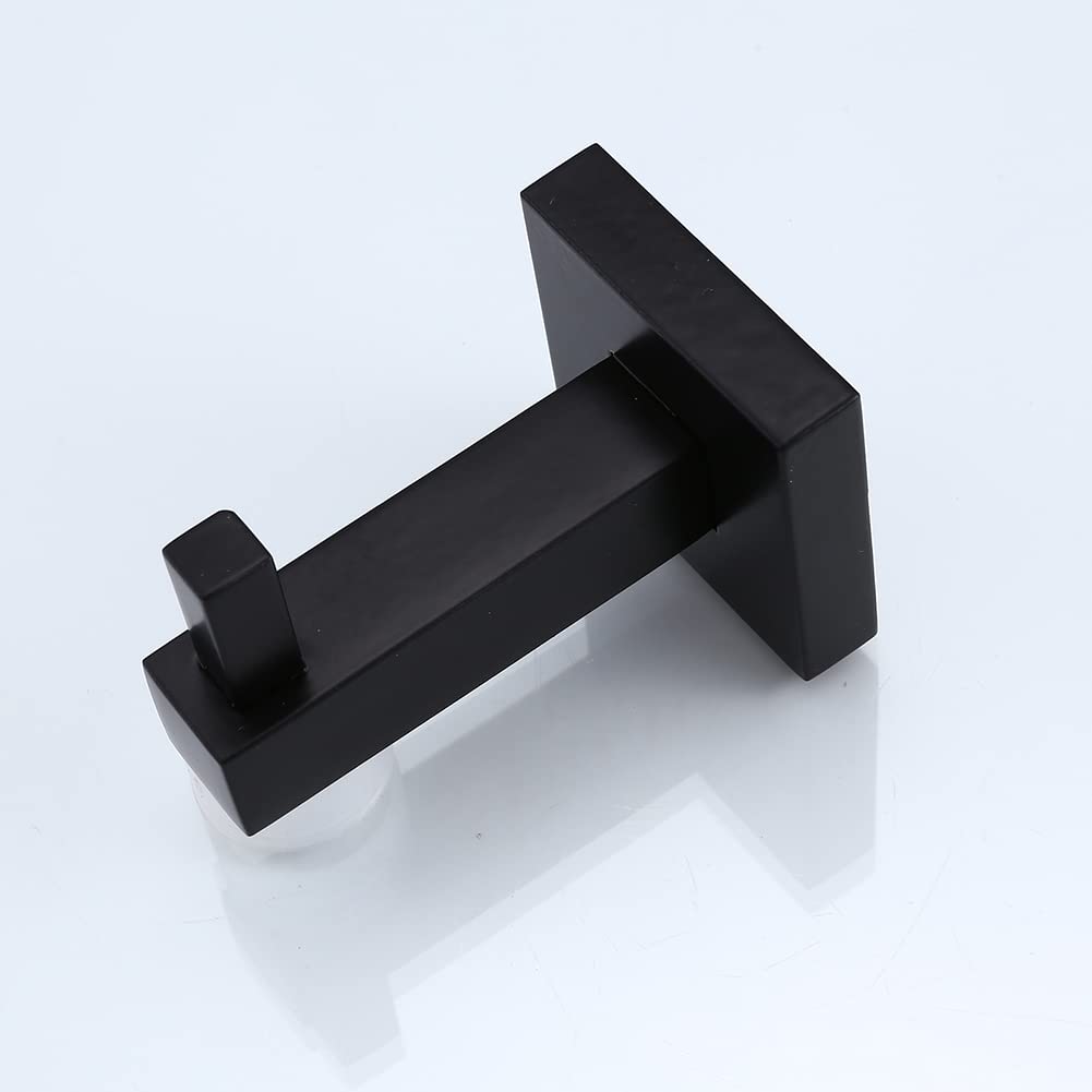 Towel Hook Black Hook Wall Hook for Towel, Bathrobe Coat Hook Luxury Square Bathroom Kitchen Accessories, One Piece