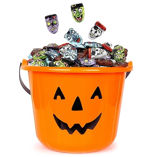 FRUIDLES HALLOWEEN MONSTER FACES MUMMIES, TRICK-OR-TREAT PARTY BAG FILLERS, INDIVIDUALLY WRAPPED IN MULTI-COLOR EYE DESIGN FOILS, KOSHER CERTIFIED (HALF-POUND)