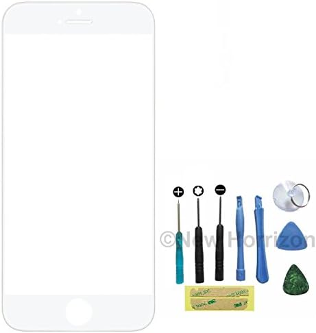New Horrizon - Replacement Front Outer Glass Screen Lens For Samsung Galaxy S3 -S4 - S5 - Mini - NOTE 1 2 3 - Tools Included (Note 2, White)