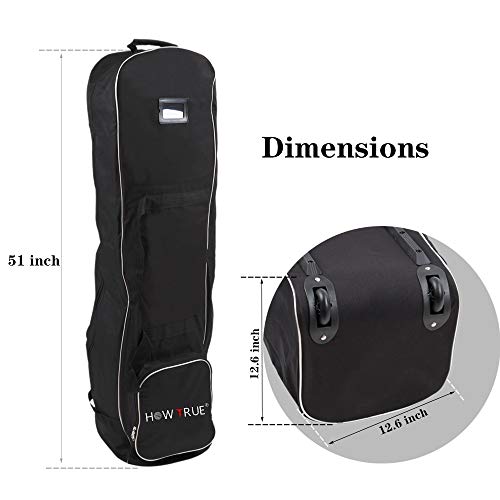HOW TRUE Golf Travel Bag with Wheels, Lightweight Golf Club Travel Cover Case for Airlines, Protect Golf Equipment, Black