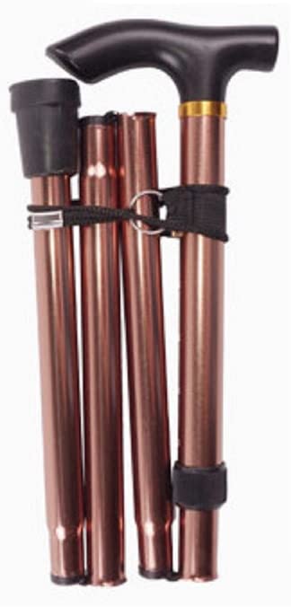 AL-FAHMI Aluminum Folding Walking Stick, Easy Fold Walking Cane, Lightweight Flexible and Durable Walking Aid Mobility Aid Collapsible Walking Stick (Copper/Brown)
