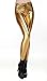 Diamond keep it Liquid Wet Look Shiny Metallic Stretch Leggings (M, Gold)