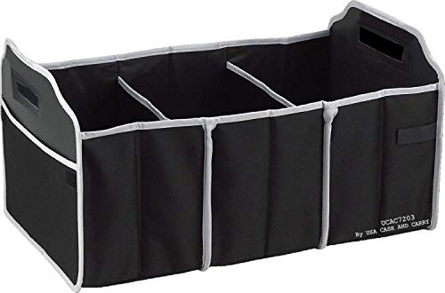 PrimeTrendz TM Fully Collapsible Portable Folding Flat Trunk Organizer Great for Storing Tools, Maps, Cleaning Supplies, Bottles, Emergency Tools, Groceries & More in Black By USA CASH AND CARRY.