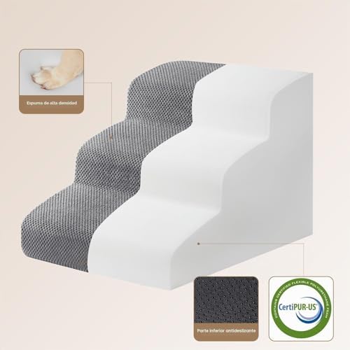 Escalera para Perros Pequeños 3 Peldaños, Gris