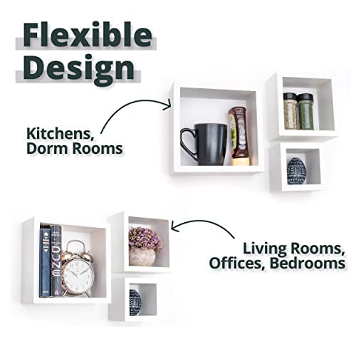 Greenco Set of 3 Cube Floating Shelves, Decorative, Walnut Finish