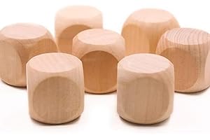10Pcs Wooden Dice Set, 6 Sided Blank Round Corner Cubes, Natural, 1.8cm, DIY Board Game Party Supplies