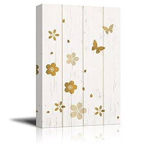 Canvas Wall Art - Butterflies and Floral Patterns - Giclee Print Gallery Wrap Modern Home Art Ready to Hang - 12x18 inches