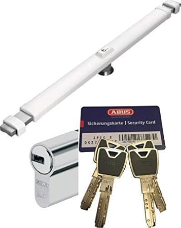 ABUS Panzerriegel PR2700 W weiß, mit XP20S Zylinder, mit 4 Schlüssel und Sicherungskarte