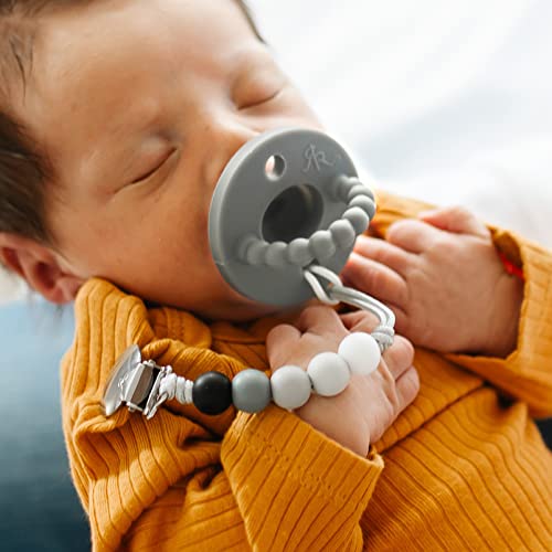 Ryan & Rose Cutie Clip Beaded Pacifier Clip… (Quinn, Grey Rush