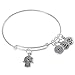 Adjustable Charm Bangle Bracelet Sterling Silver with 4 Free Sterling Silver Jump Rings