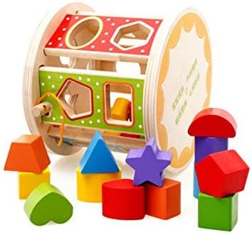 Wood Collection(TM) Wooden Baby Shape Color Recognition Intelligence Sorter - Cylinder Shaped Early Education Shape Sorter for 3 Year and Up Child - Perfect Christmas Gift for Your Kids by Wood Collec
