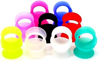 soscene All 9 Pairs Ultra Thin Soft Silicone Ear Gauge Tunnels 18 Ear Plugs Total