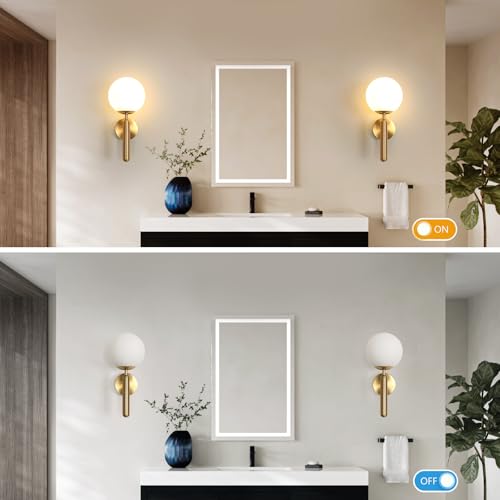 DELIPOP E27 2 Pieces Wall Lamp Indoor Vintage Modern Gold Wall Lamp Ball Lamp for Bedroom Living Room Hallway Kitchen Coffee