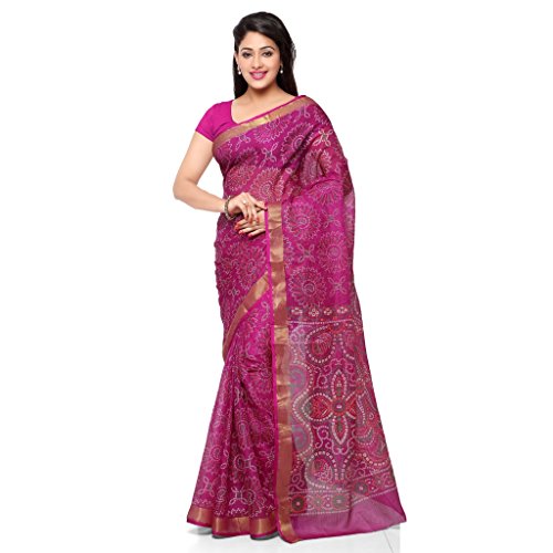 Rajnandini Women's Bandhani Printed Kota Silk Cotton Saree(JOPLSRS1053__Free Size)