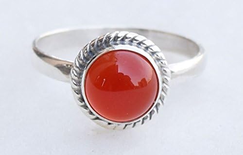 Orange Carnelian Ring, 925 Sterling Silver Carnelian Stone Gemstone Ring, Girl Women Gift Ring Size US 5 6 7 8 9 10 11 12